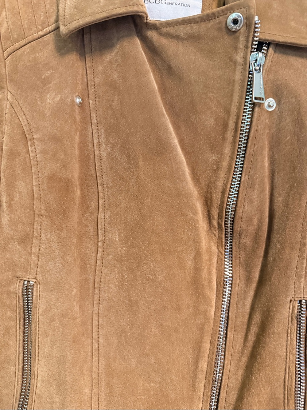 BCBGeneration Women's Brown Suede Moto Jacket - Picture 5 of 6
